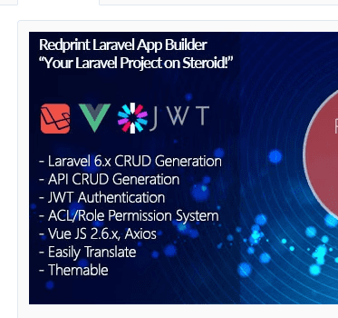 Redprint Laravel 6 App Builder CRUD Generator Plus