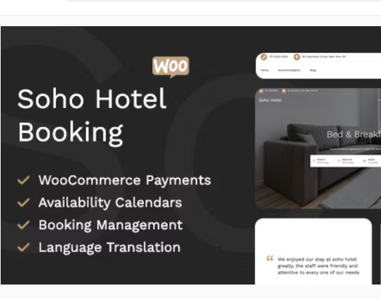 Soho Hotel Booking Calendar For WordPress