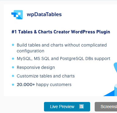 wpDataTables – Tables and Charts Manager for WordPress