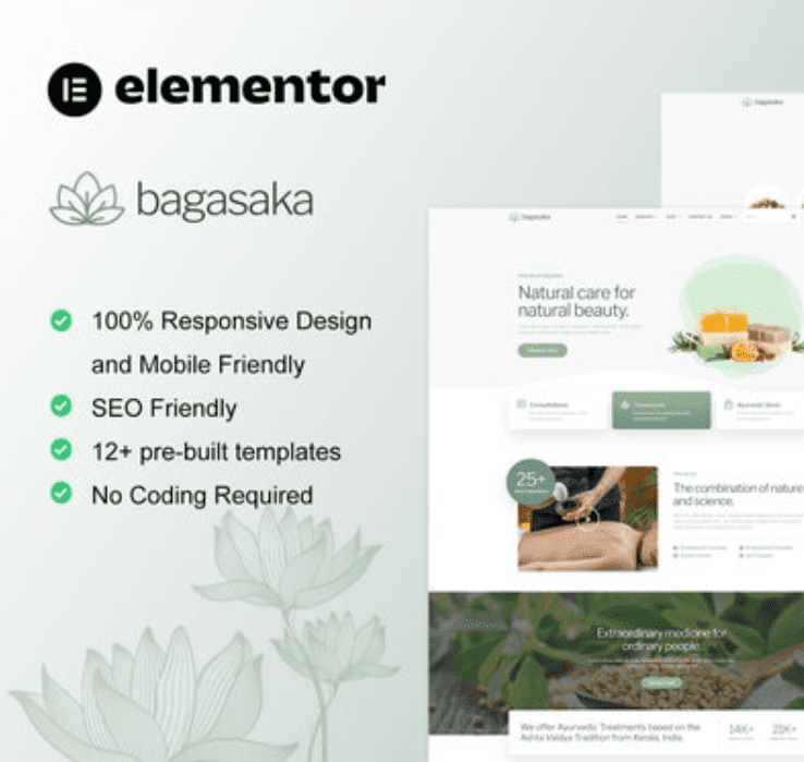 Bagasaka - Ayurveda Treatment & WooCommerce Store Elementor Pro Template Kit