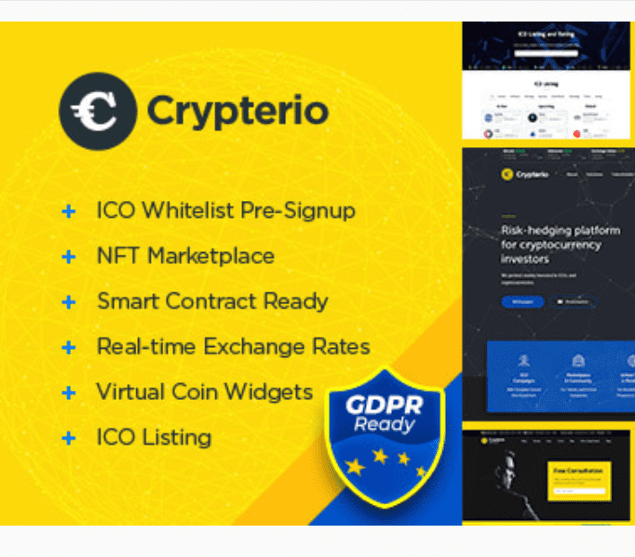 Crypterio - NFT and Crypto Landing Page WordPress Theme