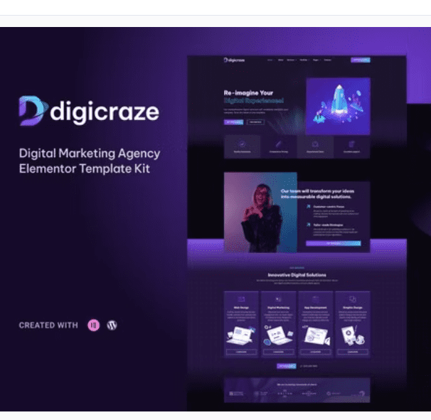 Digicraze - Digital Marketing Agency Elementor Pro Template Kit