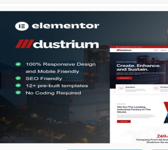 Dustrium – Industrial & Manufacturing Elementor Pro Template Kit